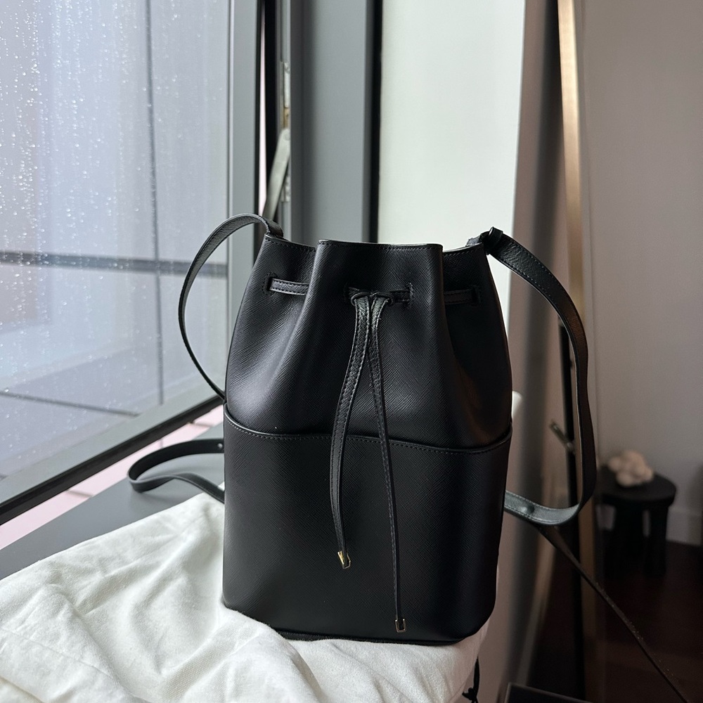 Cuyana Mini Bucket Bag Drawstring Saffiano Leather Purse